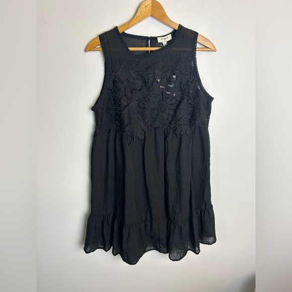NWT Umgee Usa Size L Black Sleeveless Embroidered Midi Dress Cottage - Picture 1 of 13